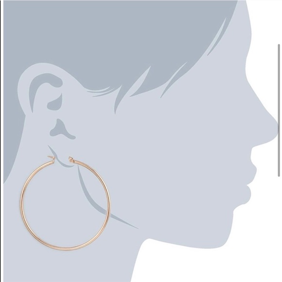 Gold Classic Hoop Earrings 50mm diameter - Picture 2 of 3